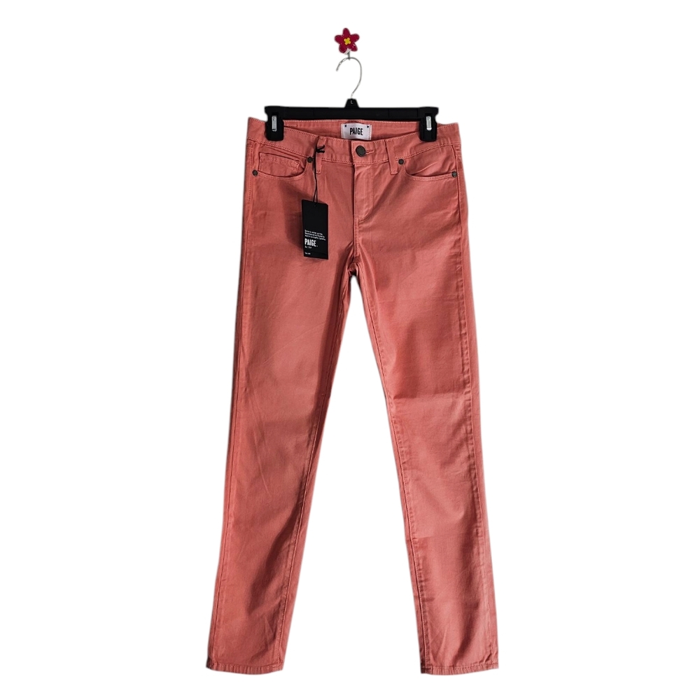 Paige Verdugo Ankle Straight Leg Mid Rise Peach Orange Pant Jeans 27 NWT